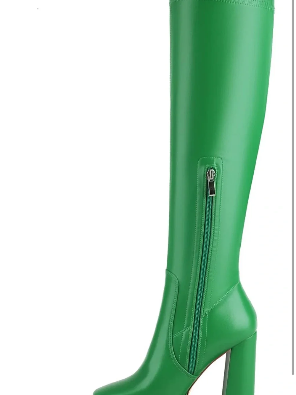 Green Platform Knee-High Boots - Women
